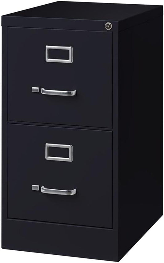 2 Drawers 28.38" Vertical Black Metal Filing Cabinet Lockable Pre-Assembled Stationary Letter Size for Home, Office-0