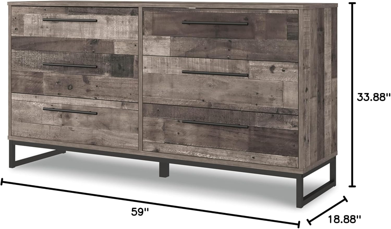 Neilsville 6 Drawer Dresser, Dark Brown-2