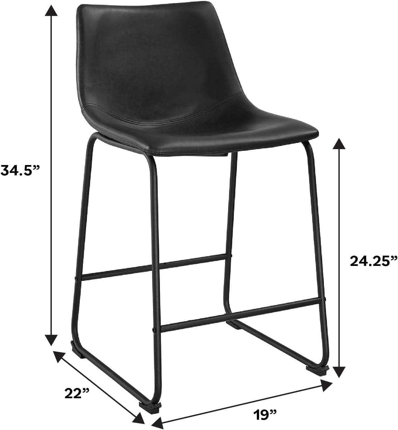 Set of 2 Faux Leather Kitchen Counter Chairs-2