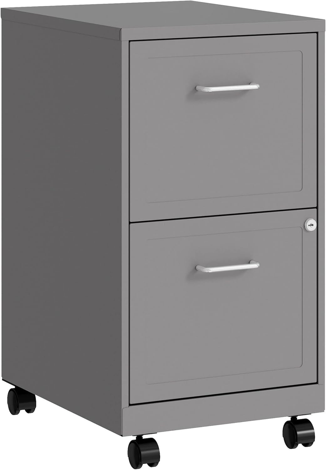 LYS Chrome Pull F/F Mobile File Cabinet, Silver-0