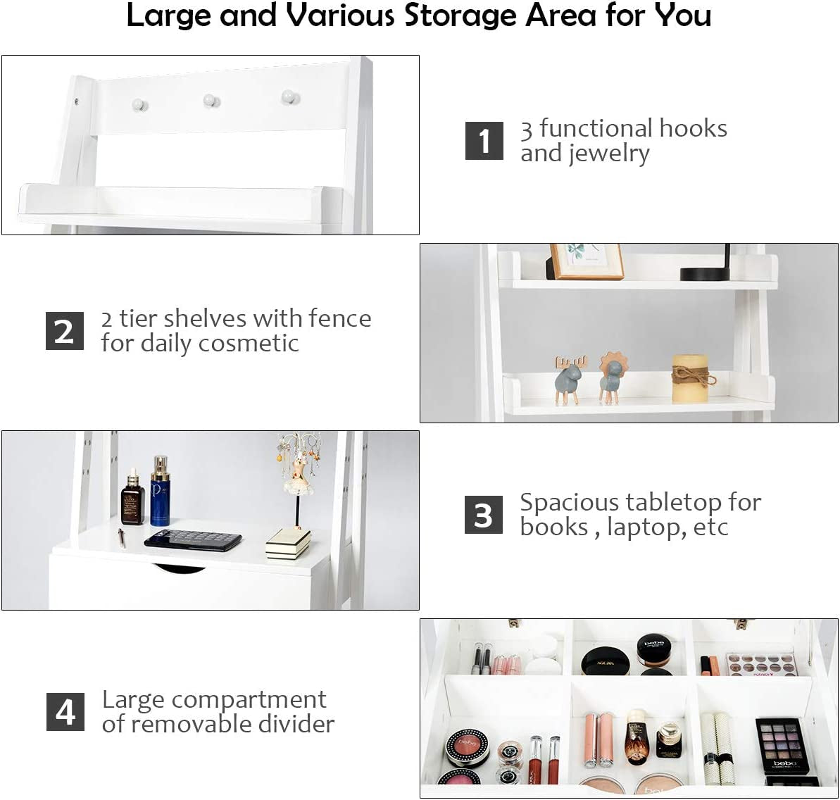 3-In-1 Vanity Set with Flip Top Mirror-4