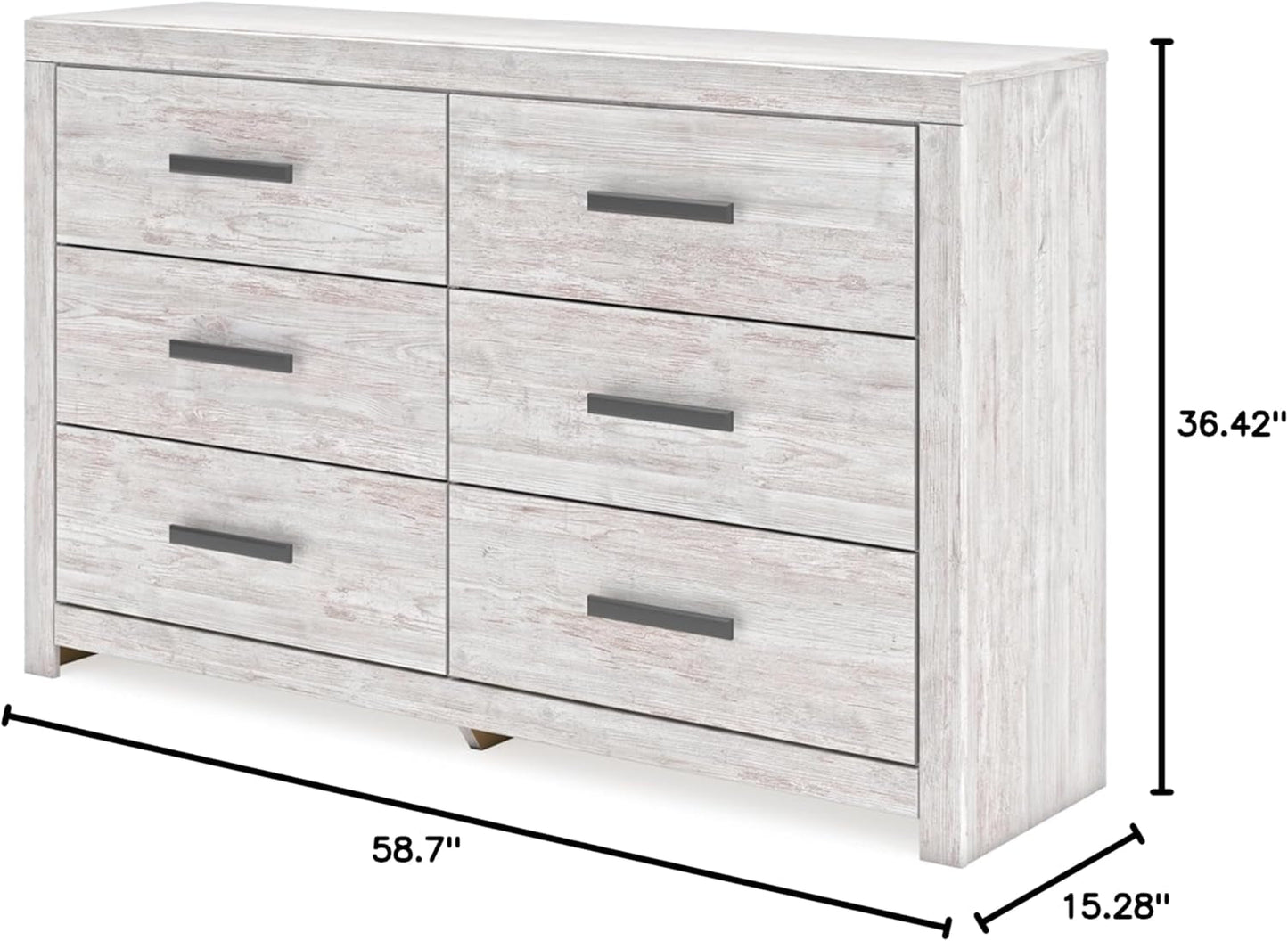 Cayboni Vintage 6 Drawer Dresser with Safety Stop for Bedroom, White-2