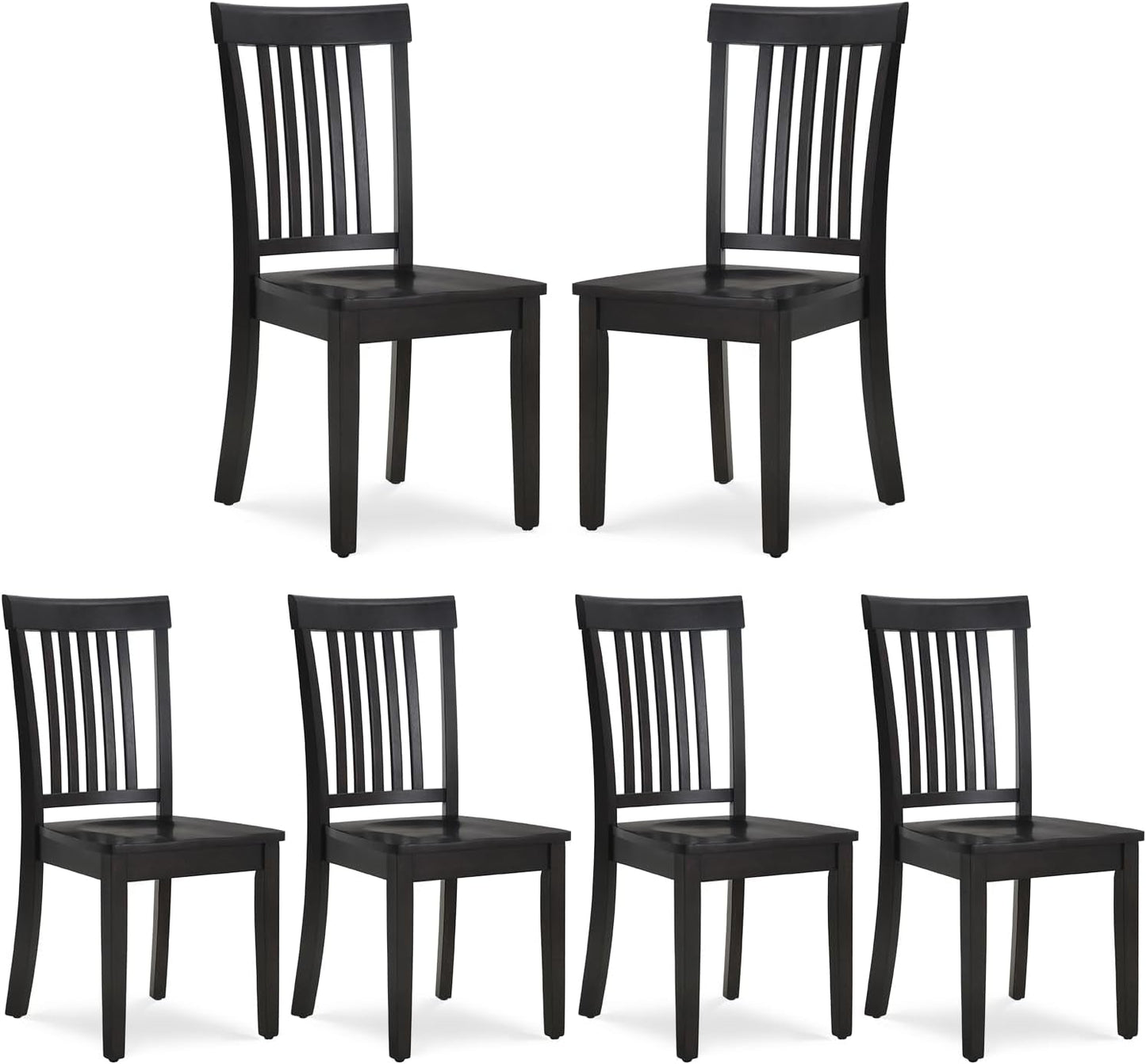 Wooden Dining Chairs Set of 6, Spindle High Back Windsor Kitchen Side Chair, Farmhouse Dining Chairs for Kitchen and Dining Room, Dark Brown-0