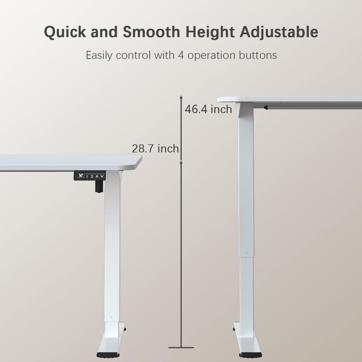 Electric Height Adjustable Standing Desk Large 55 X 24 Inches Sit Stand up Desk Home Office Computer Desk Memory Preset with T-Shaped Metal Bracket, White-2