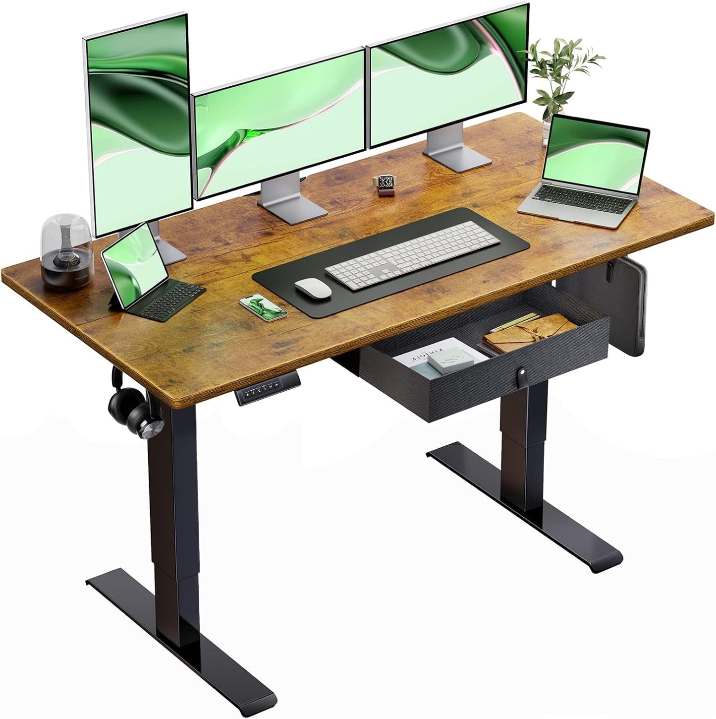 Standing Desk with Drawer, 48X24 Inch Adjustable Height Standing Desk, Electric Stand up Desk, Sit Stand Home Office Desk, Ergonomic Workstation for Home Office Computer Gaming Desk Rustic-0