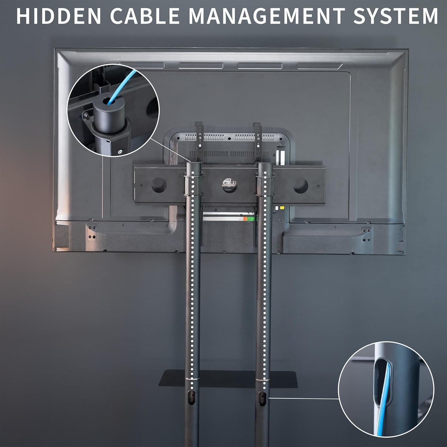 Mobile TV Cart for 32 to 83 Inch Screens up to 110 Lbs, LCD LED OLED 4K Smart Flat and Curved Panels, Rolling Stand with Laptop DVD Shelf, Locking Wheels, Max VESA 600X400, Black, STAND-TV03E-4