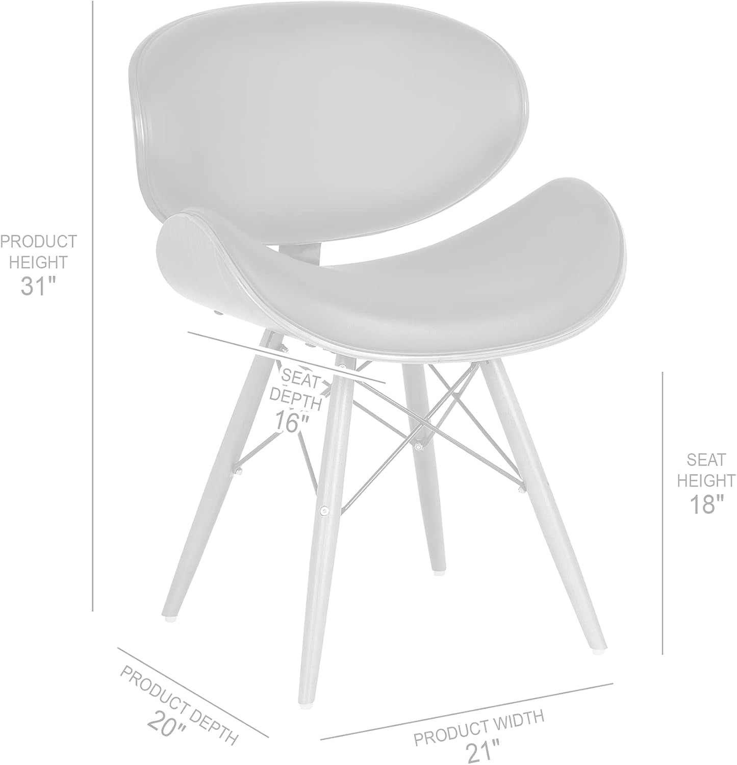 Cassie Dining Chair in Grey Faux Leather and Walnut Wood Finish, Gray/Walnut Finish, 20D X 21W X 31H In-2