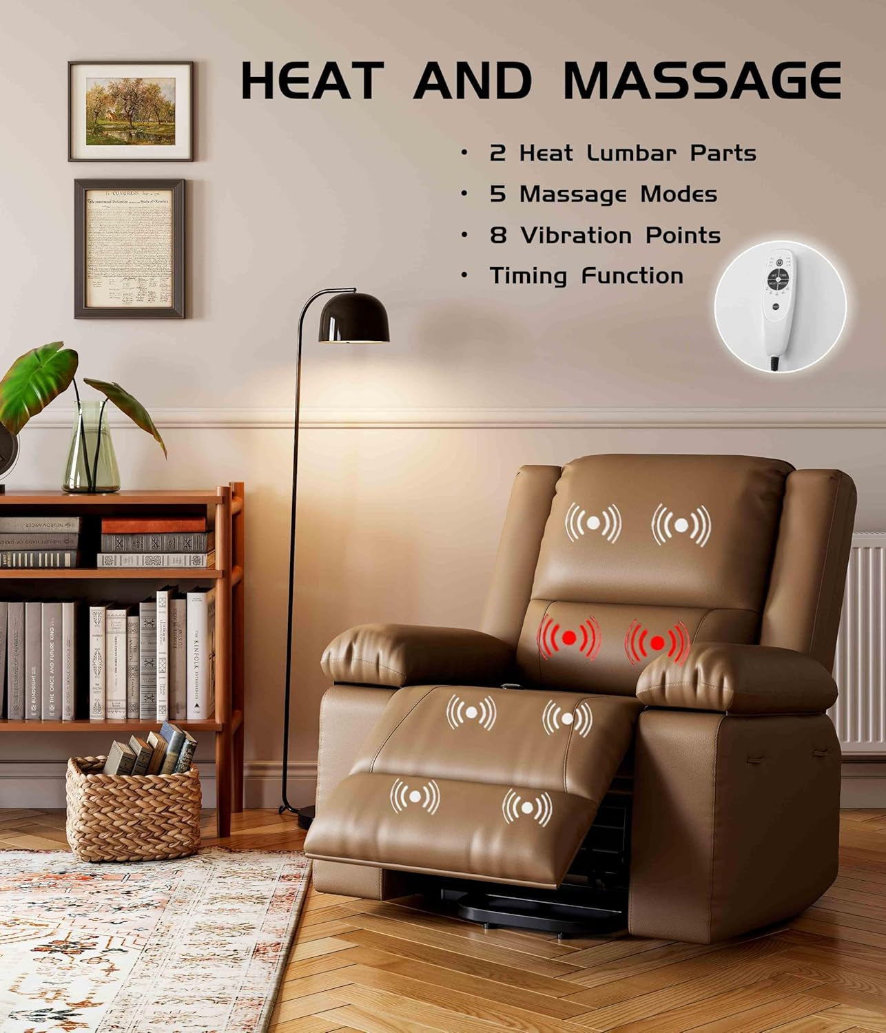 Oversized Wide Power Lift Recliner Chair - Heat and Massage, Adjustable Back and Legs, PU Leather Electric Lift Chair Designed for the Elderly and People with Mobility Impaired-4