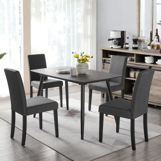 Dining Chair Fabric Parson Chair Modern Stylish Upholstered Kitchen Living Room Padded Chair Armless Side Chair with Solid Wood Legs Set of 4, Dark Grey-1