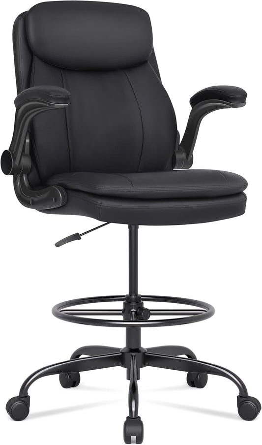Adjustable Height Leather Drafting Chair for Standing Desk-1