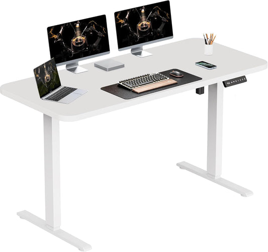 48" White One-Piece Electric Standing Desk-0