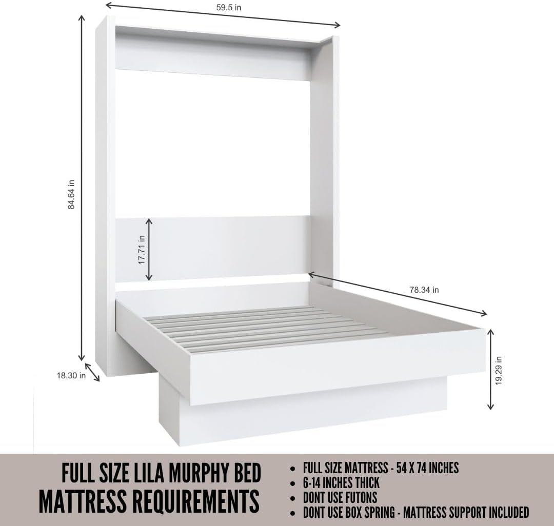 Easy-Lift Full Murphy Wall Bed with Shelf Storage-1