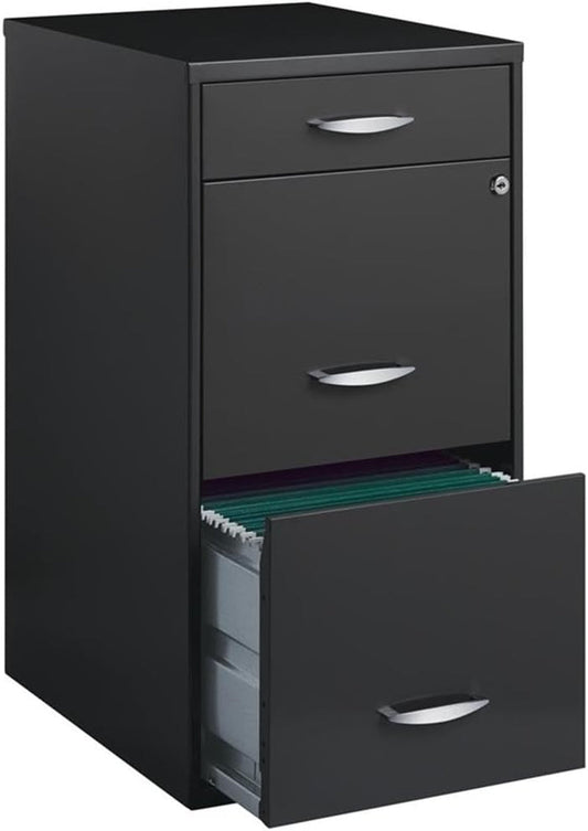 3 Drawers 27.32" Vertical Charcoal Metal Filing Cabinet Lockable Pre-Assembled Stationary Letter Size for Home, Office-0
