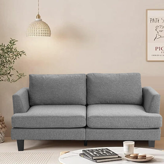 Gray Fabric Loveseat with Wood Legs-0