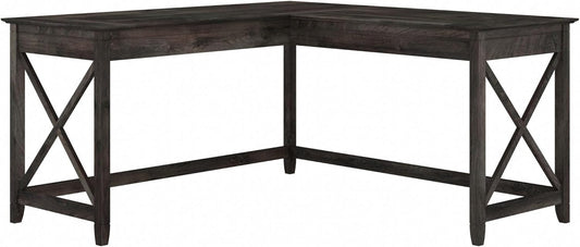 Bush Furniture Key West L Shaped Desk, 60-Inch Modern Farmhouse Writing Desk for Home Office-0