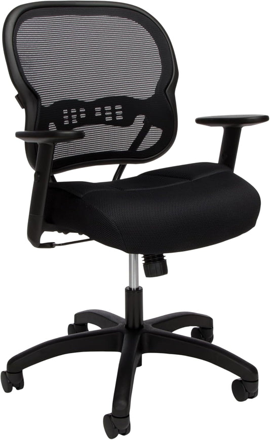 Wave Home Office Desk Chair - Office Chair Ergonomic Desk Chair - Ergonomic Mesh Office Chair, Mid Back, Adjustable Arms, Lumbar Support, Synchro-Tilt, Cushion, 360 Swivel Wheels-0