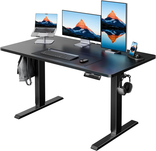 48" X 24" Electric Standing Desk Adjustable Height, 4 Memory Height Settings, Headphone Hook, Cable Manager, Sit Stand up Desk for Home Office & Computer Workstation, Black-0