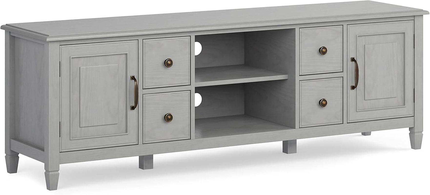 Connaught SOLID WOOD 72 Inch Wide Traditional TV Media Stand in Fog Grey for Tvs up to 80 Inches, for the Living Room and Entertainment Center-0
