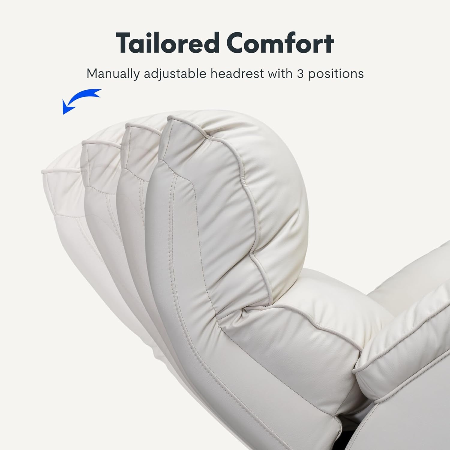 XR4 Genuine Leather Recliner Chair, Power Swivel Rocker Glider with Manual Headrest & Lumbar Support, USB Charging, Elegant Sofa for Living Room & Nursery, Cream-2