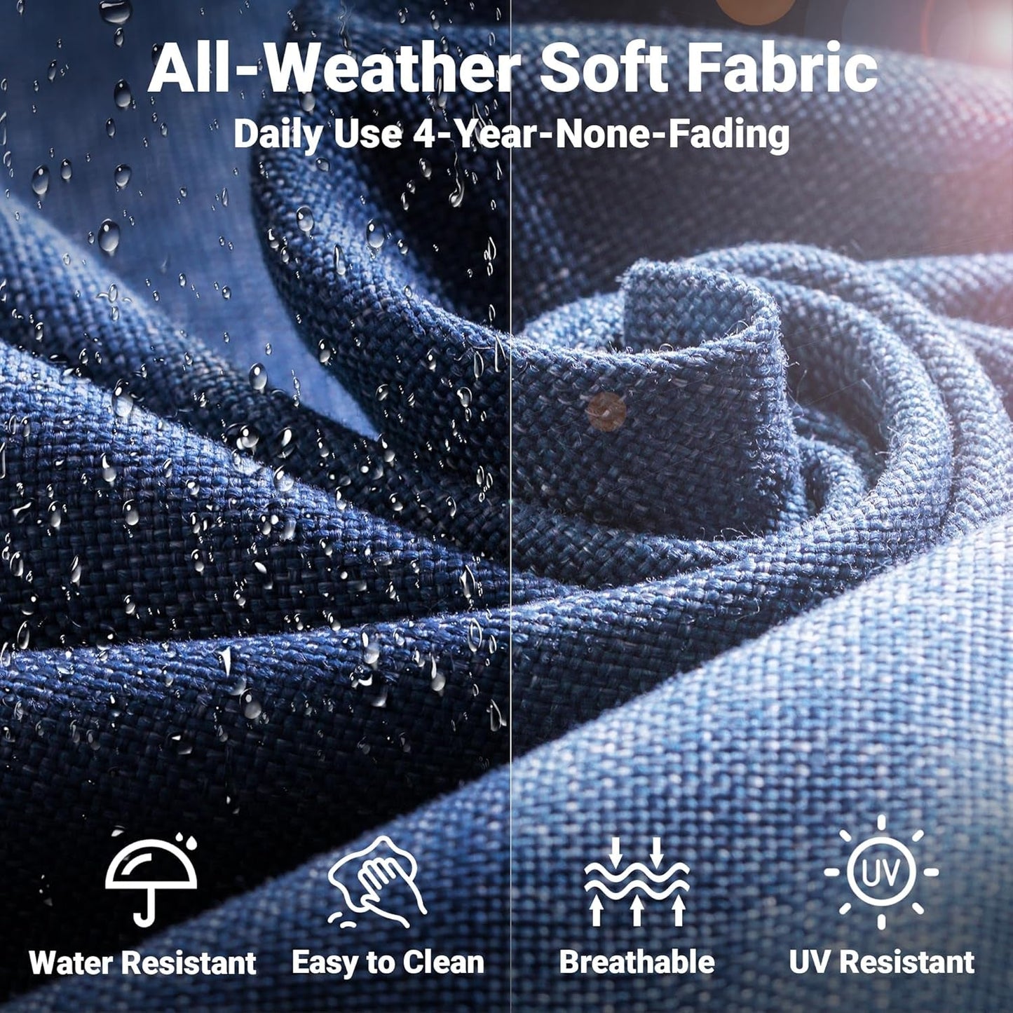 Denim Blue 4 Pieces Patio Furniture Set with Cushions-3