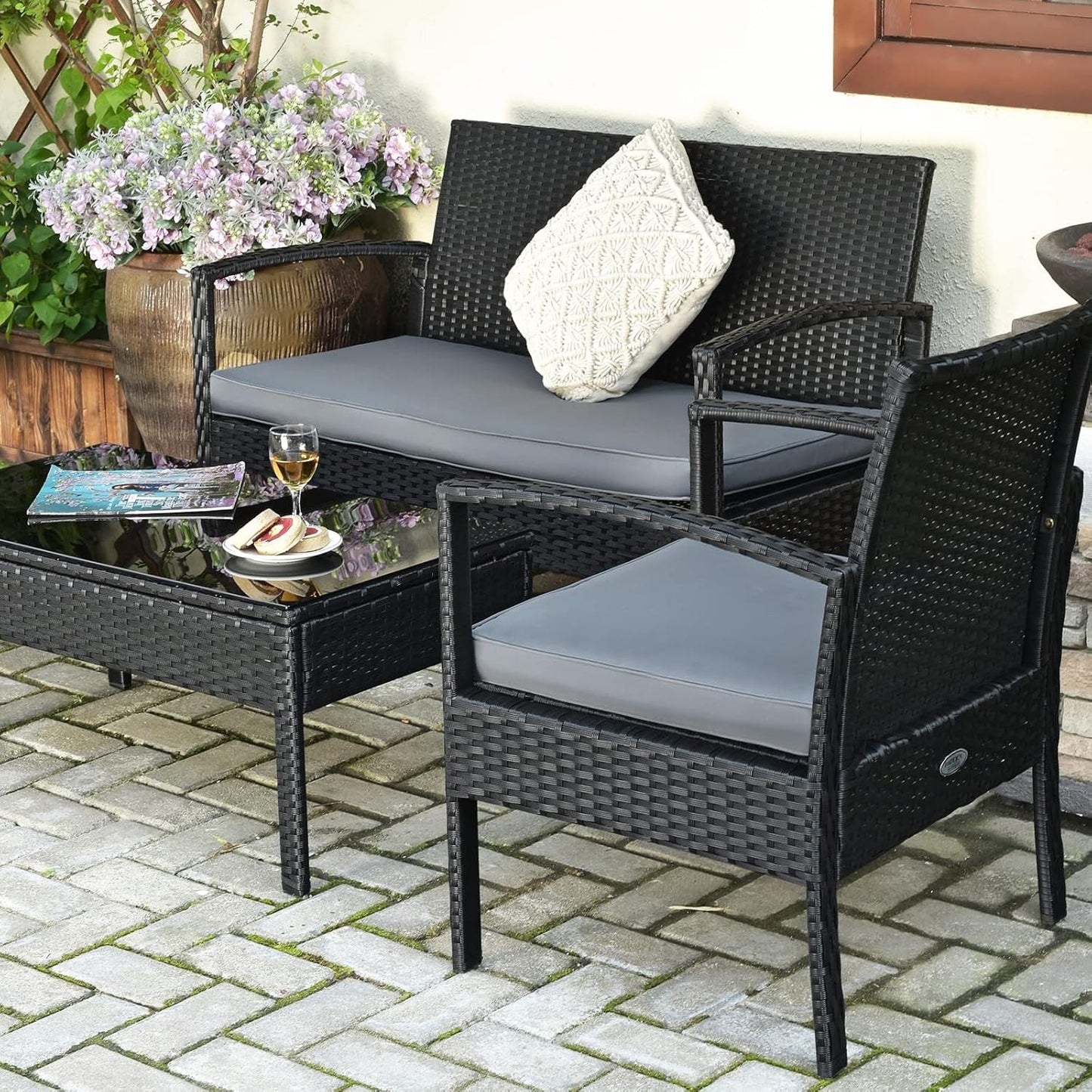 4PCS Patio Rattan Furniture Set for Outdoor Relaxation-4