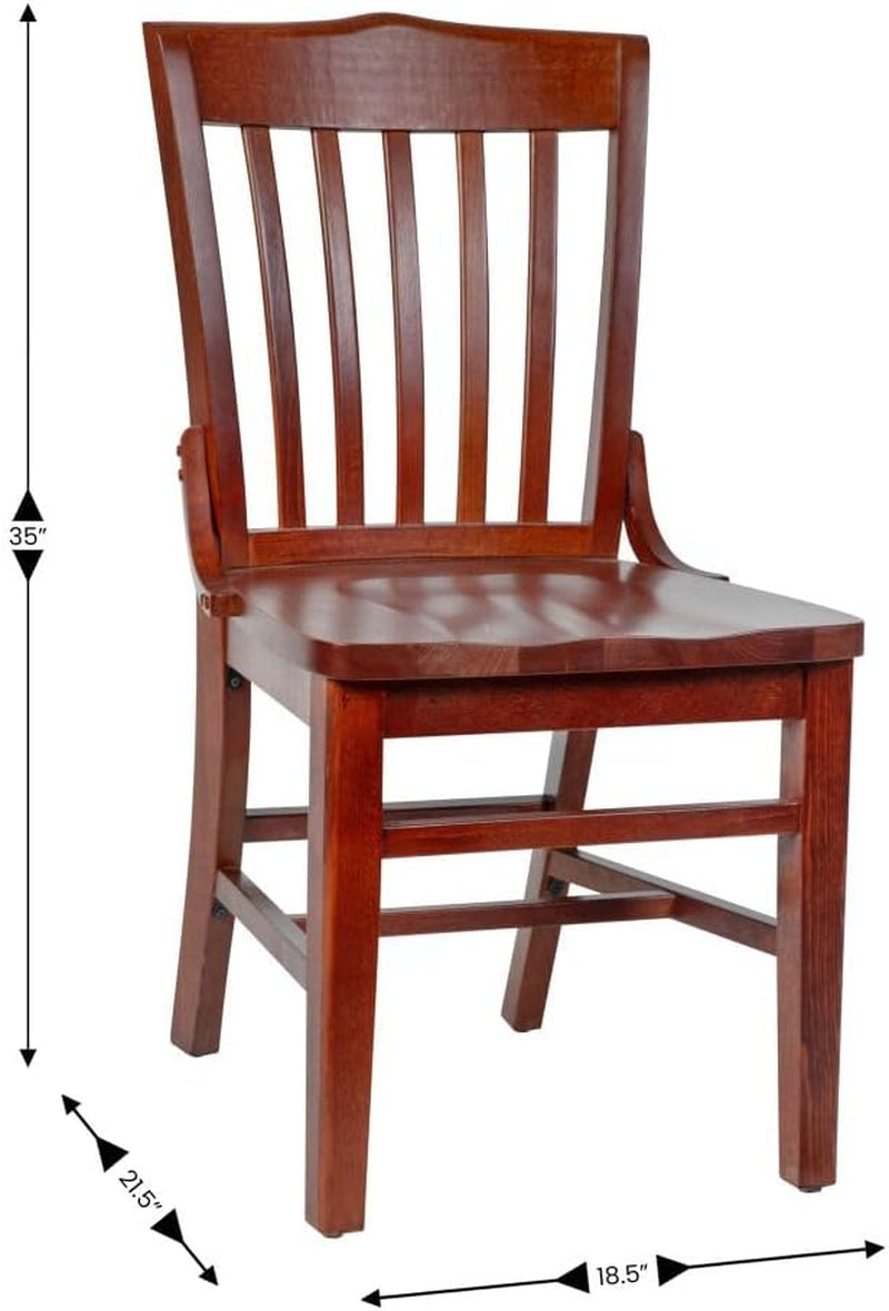 Hercules Series School House Back Wood Restaurant Chair, Classic Armless Dining Chair for Restaurants/Kitchens, Mahogany Wood Finish-2
