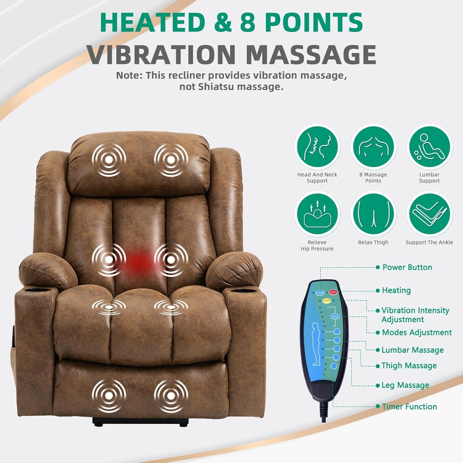 Tall Man Power Lift Recliner Massage, Heat, Extended Footrest-4