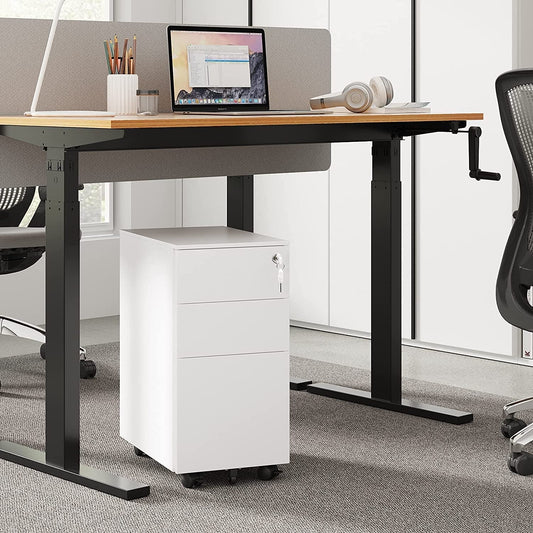 Slim White Mobile File Cabinet for Home Office-0