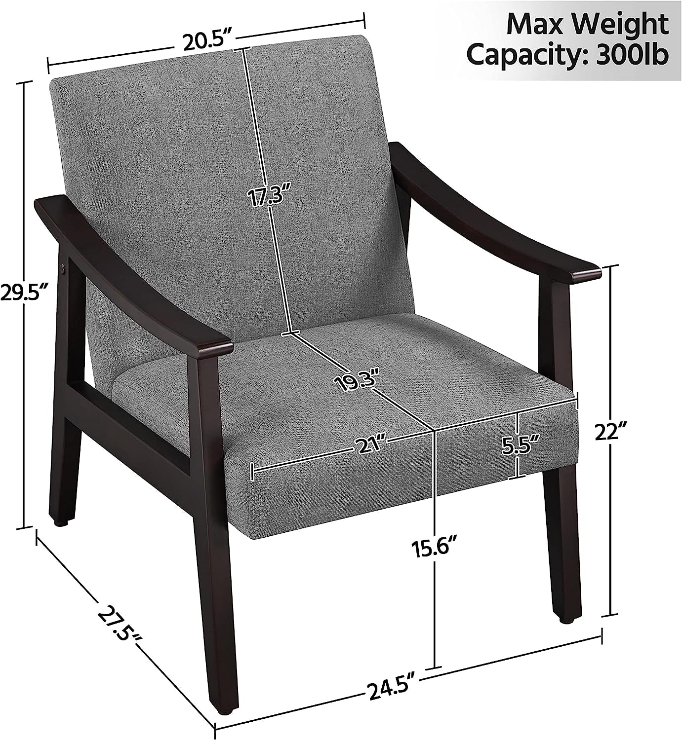 Modern Minimalist Dark Gray Accent Chair-3