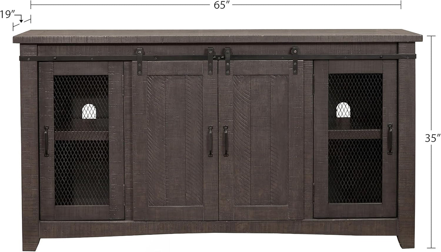 Sierra 65" Solid Wood TV Stand, Grey-1