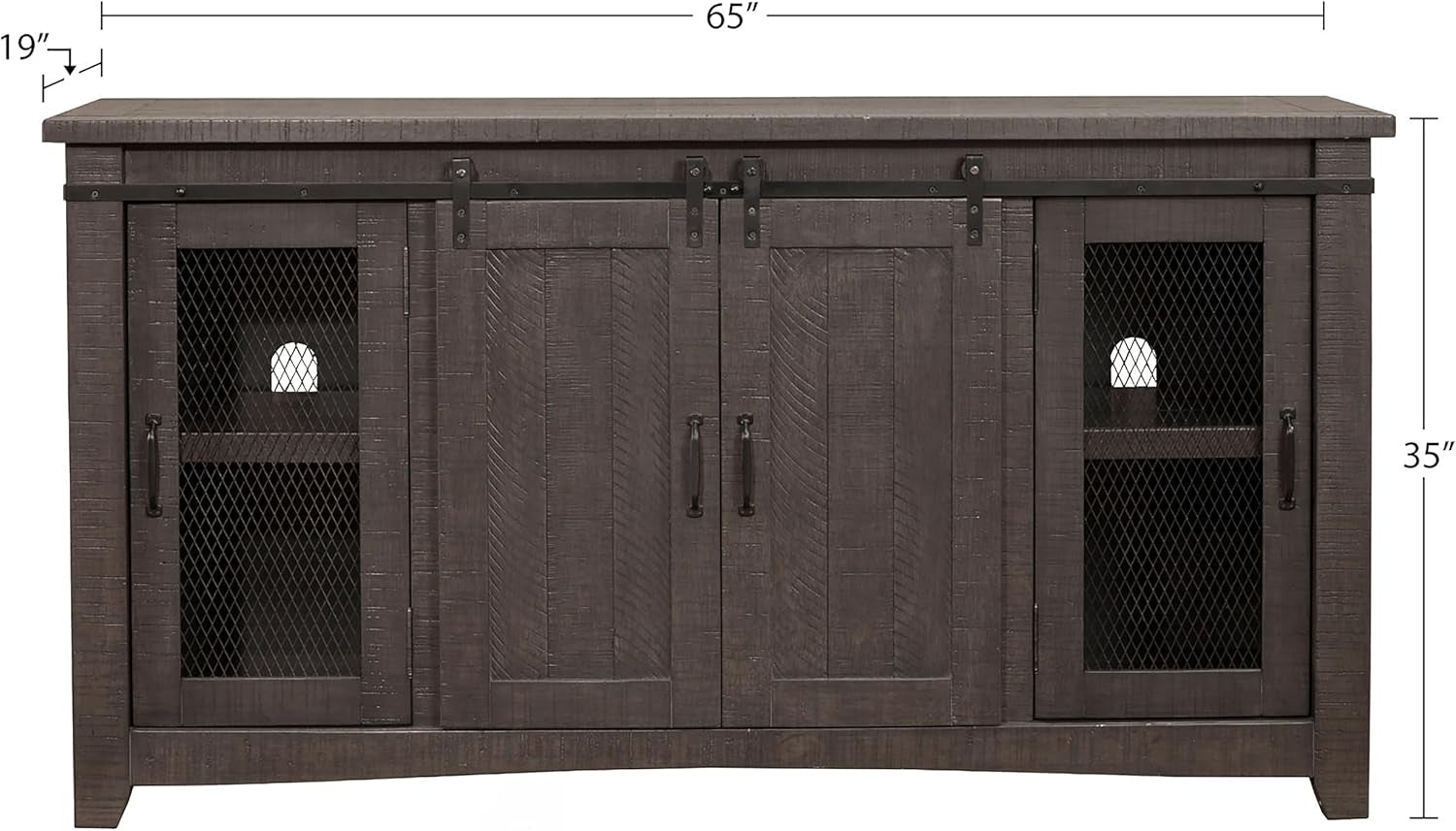 Sierra 65" Solid Wood TV Stand, Grey-1