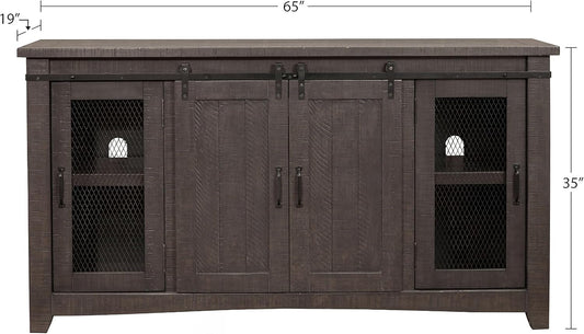 Sierra 65" Solid Wood TV Stand, Grey-1