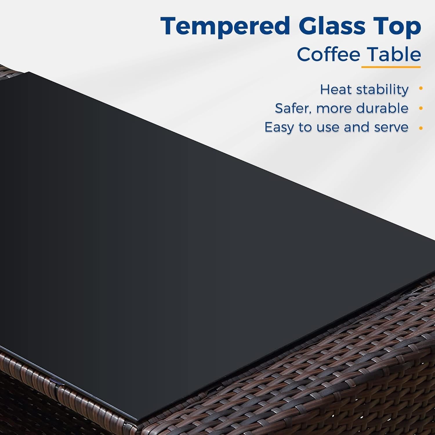 4 Piece Outdoor Patio Furniture Sets, Wicker Conversation Set for Porch Deck, Brown Rattan Sofa Chair with Cushion-3