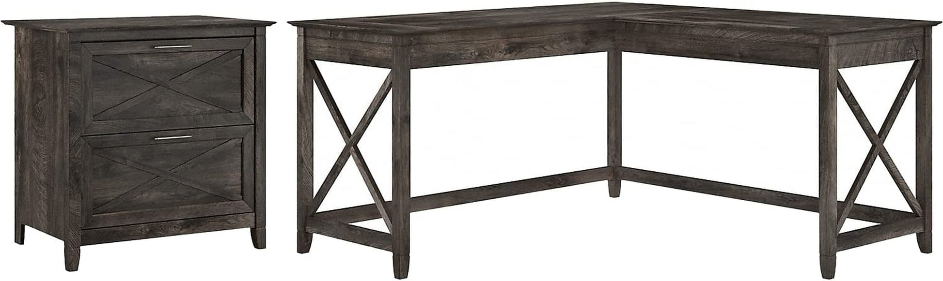 Key West L Shaped Desk with Mobile File Cabinet-1