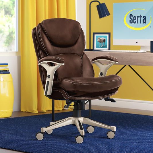 Claremont Ergonomic Executive Office Chair with Back in Motion Technology, Adjustable Mid Back Desk Chair with Lumbar Support, Bonded Leather, Chestnut Brown-1