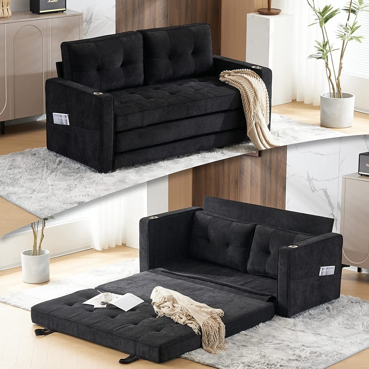 Upgraded Full Size Futon Sofa Bed, Convertible-1