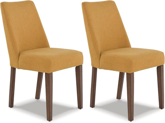 Lyncott Contemporary Dining Room Upholstered Side Chair with Foam Cushion, 2 Count, Yellow & Brown-0