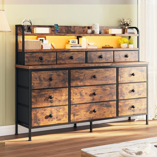 51" Wide 13 Drawer LED Dresser for Bedroom-1