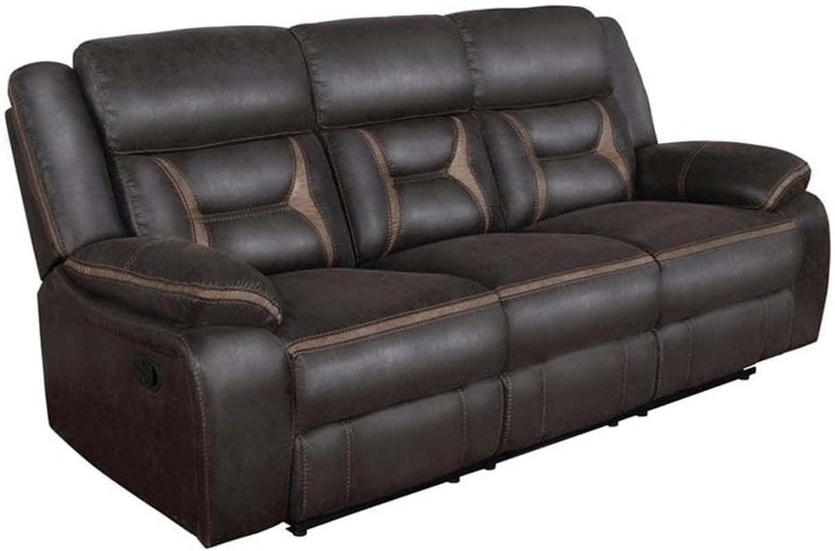 2-Piece Faux Leather Upholstered Motion Living Room Set Brown-3