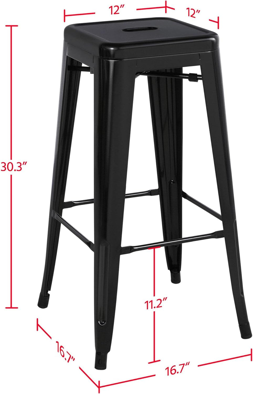 30 Inches Metal Bar Stools High Backless Stools Bar Height Stools Patio Furniture Indoor/Outdoor Stackable Kitchen Stools Dining Chair Set of 4-2
