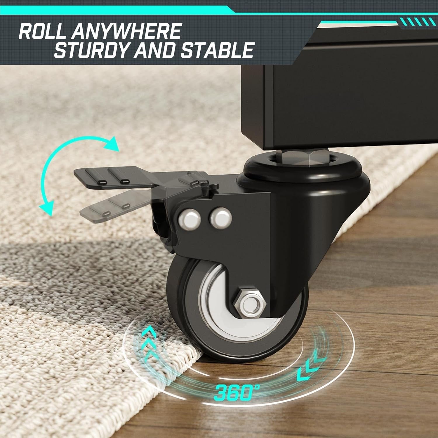 TV Stand with Power Outlet, Mobile TV Cart on Wheels for 32-85 Inch LED LCD Flat Curved Panel Screen Tvs, up to 132Lbs, Height Adjustable Rolling TV Stand with AV Shelf, Max VESA 600X400Mm-4