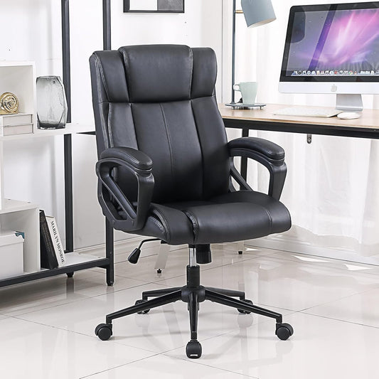 Ergonomic Leather Office Chairs, Lumbar Support, Set of 2-0