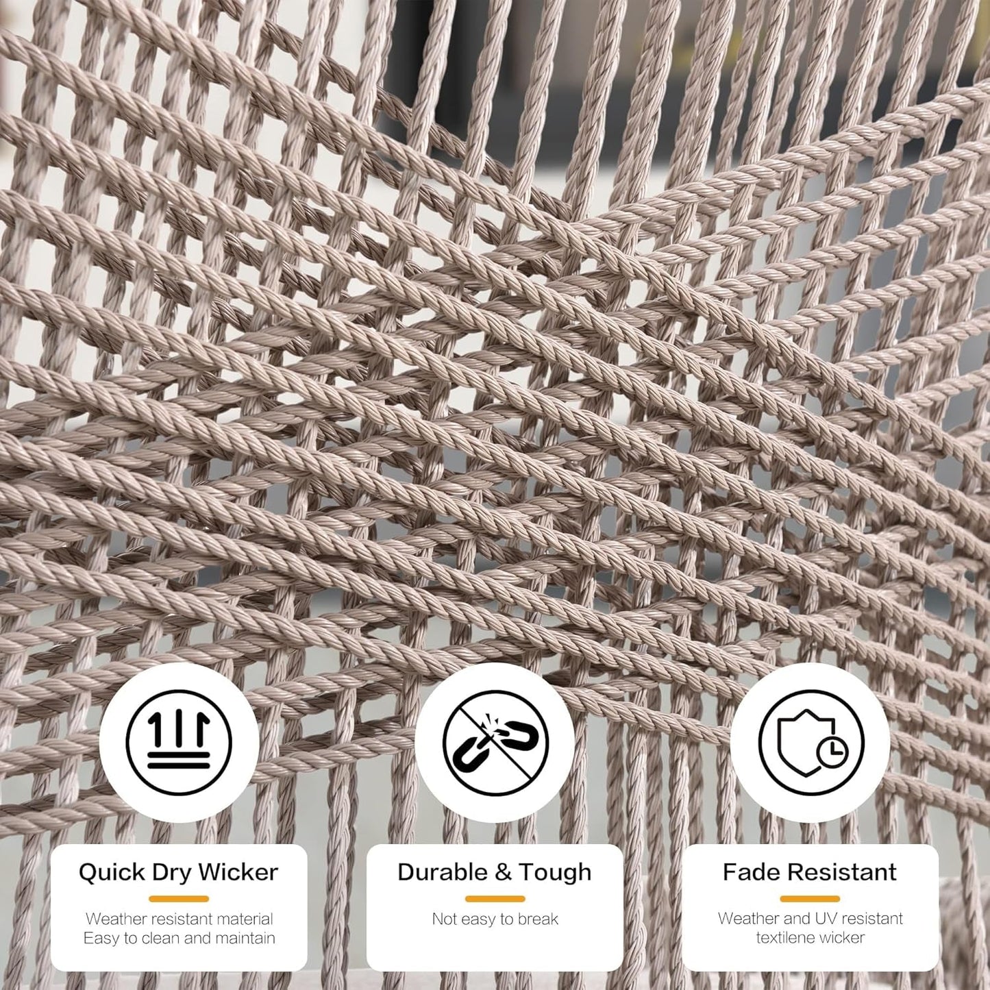 Counter Height Bar Stools Set of 4 Rattan Wicker Outdoor Metal Boho Barstools with Back and Footrest Patio Garden Balcony Pool Bar Chairs-4