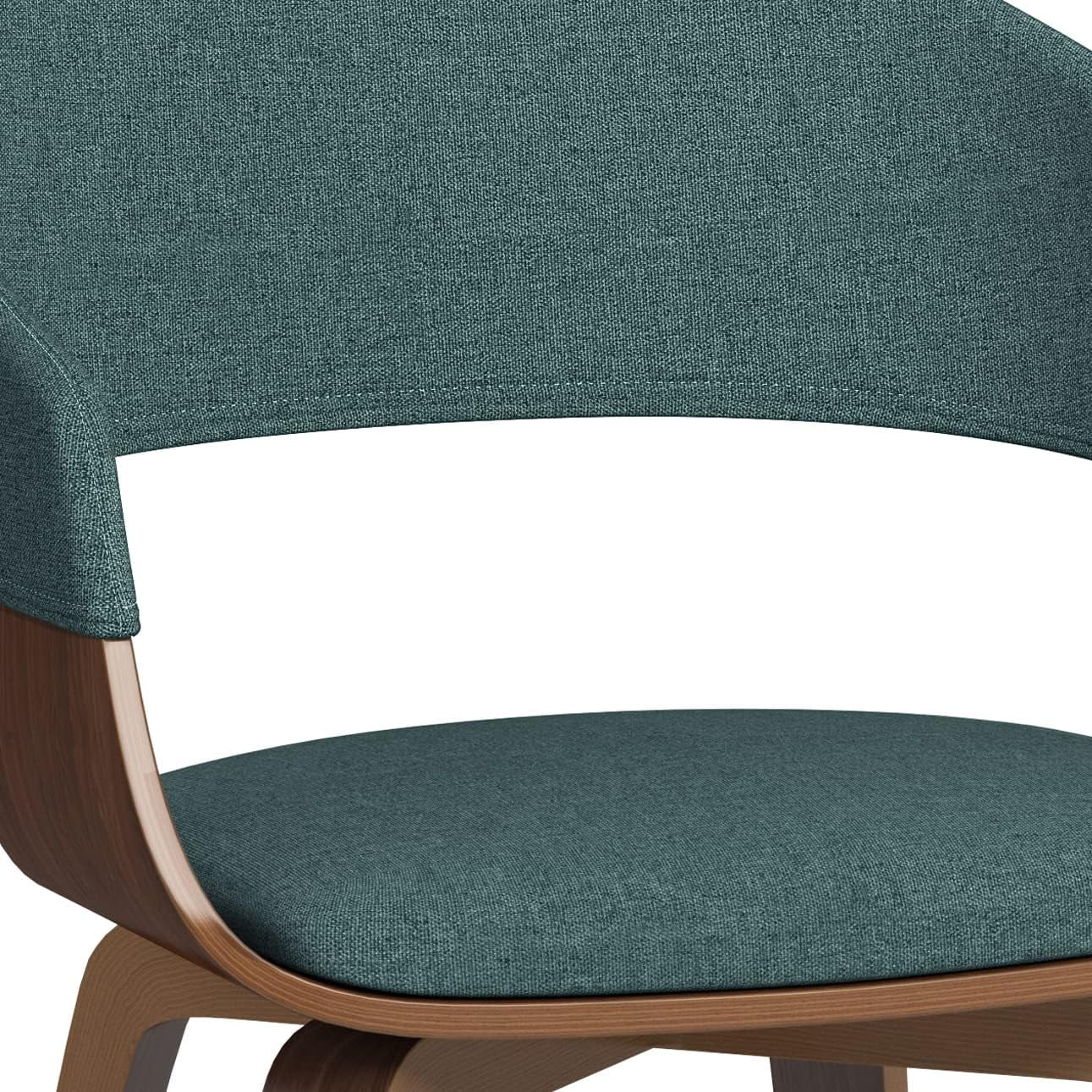 Lowell Mid Century Modern Bentwood Dining Chair in Light Turquoise Blue Linen Look Fabric, for the Dining Room-4