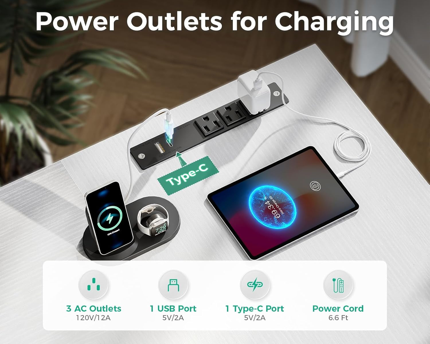 L Shaped Computer Desk with 6 Drawers & Power Outlet, 55 Inch Corner Desk with Reversible Storage Shelf & File Drawer, Home Office Desk, White-4