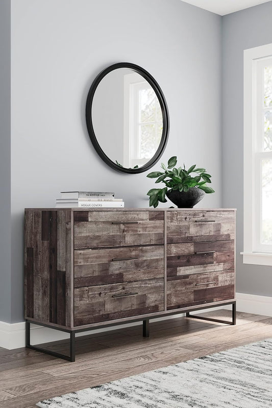 Neilsville 6 Drawer Dresser, Dark Brown-1