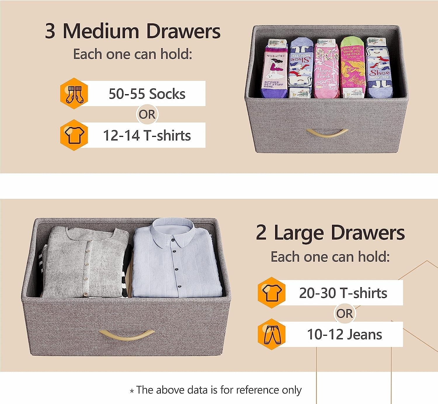 Light Grey 5-Drawer Dresser Tower Unit, Small Size-3