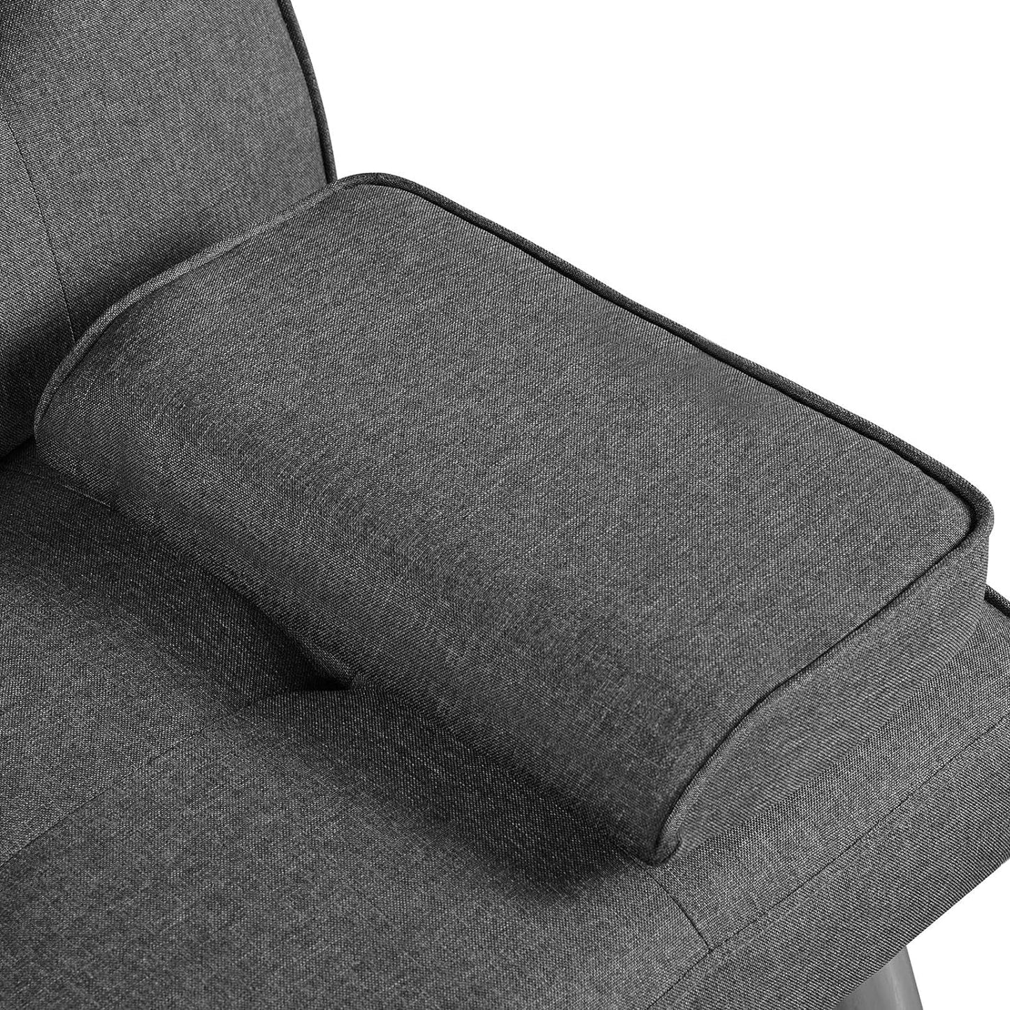Convertible Sofa Bed Adjustable Fabric Couch Sleeper Modern Recliner Reversible Loveseat Folding Daybed Guest Bed, Removable Armrests, Cup Holders, 3 Angles, 772Lb Capacity, Dark Gray-1