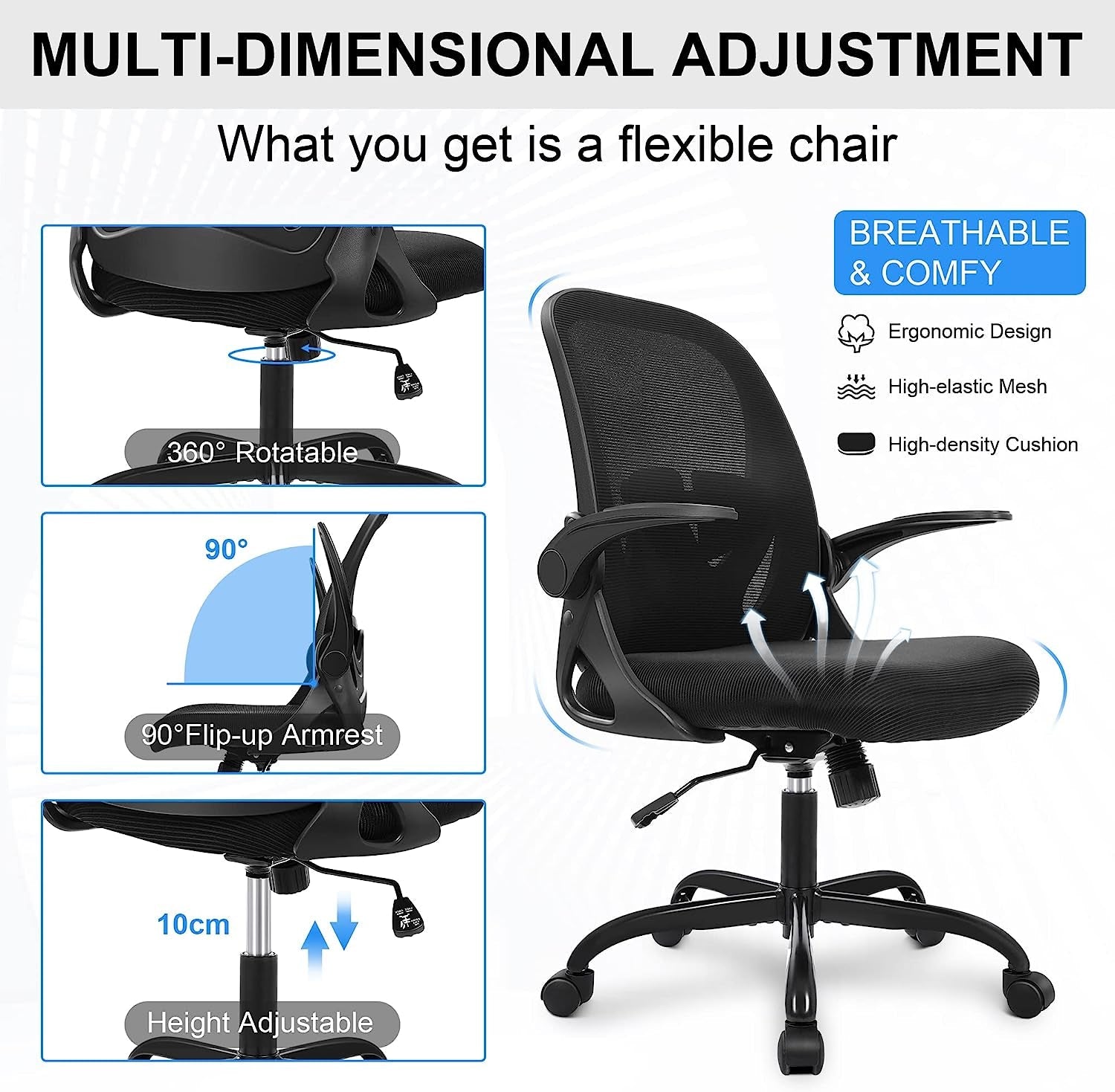 Ergonomic Mesh Office Chair with Adjustable Support-3