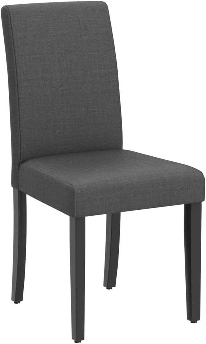 Dining Chair Fabric Parson Chair Modern Stylish Upholstered Kitchen Living Room Padded Chair Armless Side Chair with Solid Wood Legs Set of 4, Dark Grey-4